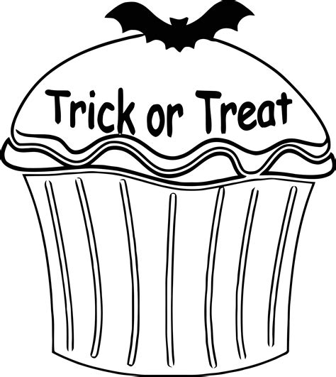 halloween trick treat cupcake coloring page wecoloringpagecom
