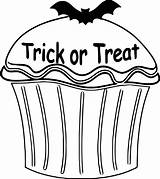 Cupcake Halloween Coloring Trick Treat Wecoloringpage sketch template