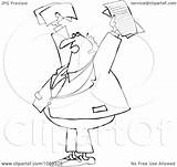 Holding Shouting Outlined Documents Illustration Business Man Royalty Clipart Djart Vector sketch template
