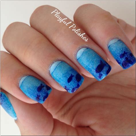 playful polishes june nail art challenge ocean nails