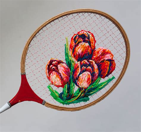 tennis rackets embroidered by danielle clough demilked