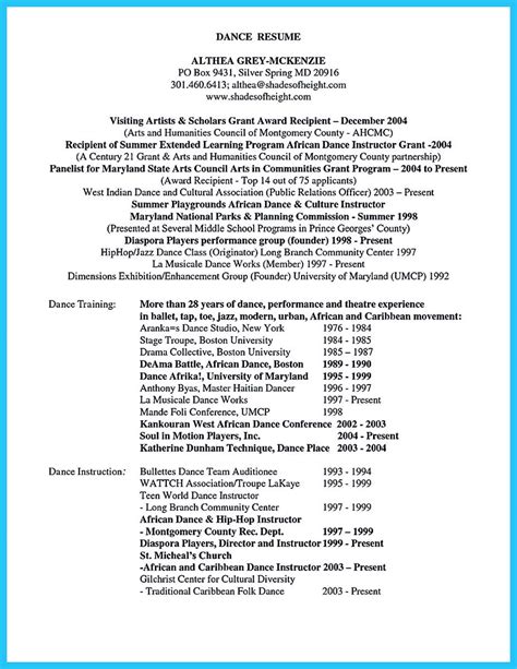 cool    impressive dance resume examples collections check