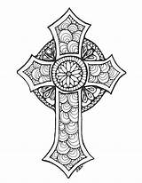 Coloring Cross Pages Adult Colouring Mandala Printable Adults Color Crucifix Sheets Drawing Getcolorings Cruces Original Christian Etsy Zentangle Digital Decorative sketch template