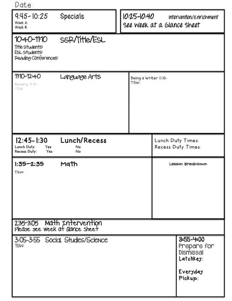 lesson plan templates word excel formats