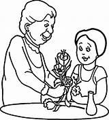 Coloring Grandma Helping Flower Kindness Pages Arranging Colouring Washed Jesus Feet Color sketch template
