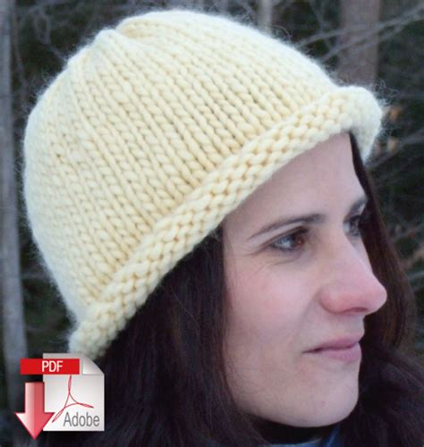 roll brim hat pattern  knitting pattern halcyon yarn