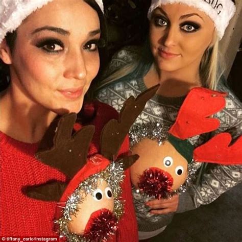 women decorate their exposed breasts to look like reindeer daily mail