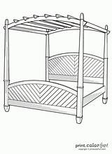Bed Canopy Coloring Pages Furniture Might Printcolorfun Color sketch template