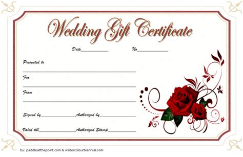 printable wedding gift certificate templates