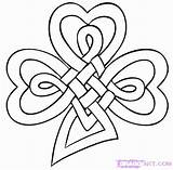 Celtic Knot Clover Shamrock Coloring Pages Drawing Draw Irish Designs Cross Heart Step Tattoo Knots Patterns Tattoos Drawings Line Leaf sketch template