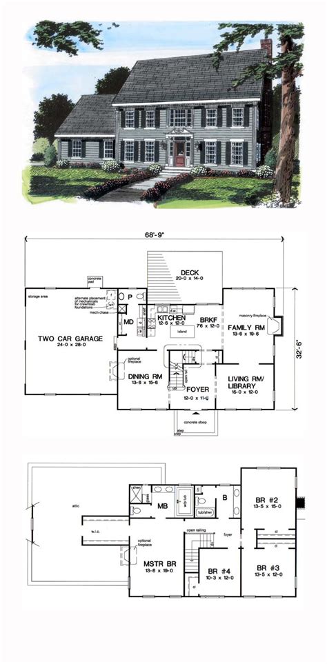 colonial house plan  total living area  sq ft  bedrooms   bathrooms