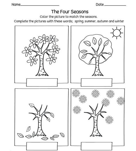 seasons coloring pages  kids simple spring color pages