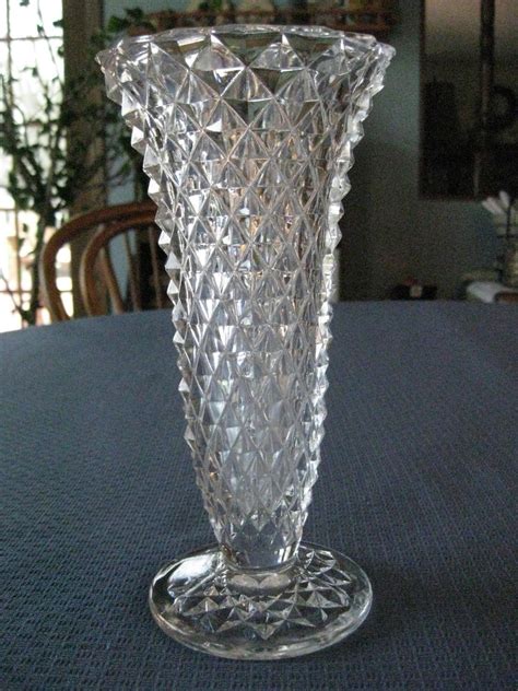 Cut Lead Crystal Vase Vintage Diamond Cross Cut Design 4 Etsy