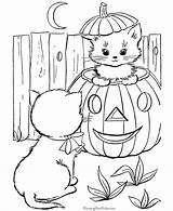 Coloring Halloween Pages Cat Cats Printable Dog Print Cute Kittens Kids Color Printing Help Kitten sketch template