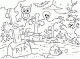 Graveyard Cementerio Fantasma Cemetery Ghostly Paracolorear Creepy Cemetry Coloringpages4u Designlooter sketch template