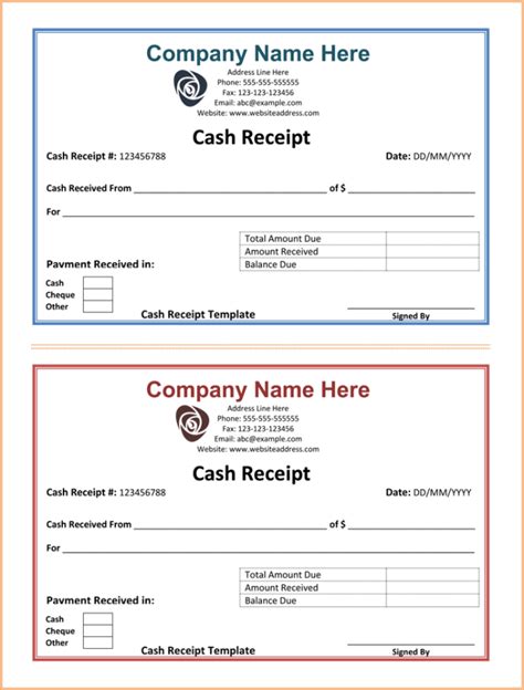 printable cash receipts charlotte clergy coalition cash payment