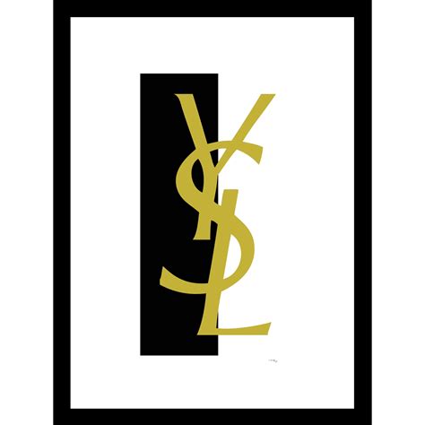 yves saint laurent logo goldblack    framed print brylane home