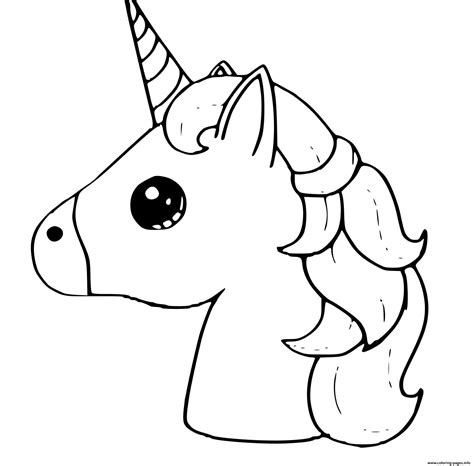 cute unicorn emoji kawaii coloring page printable