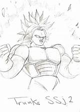 Trunks Colouring Kid Pages Ssj2 sketch template
