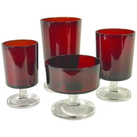 32 French Luminarc Ruby Red Glasses Stemware Service For 8 Made In