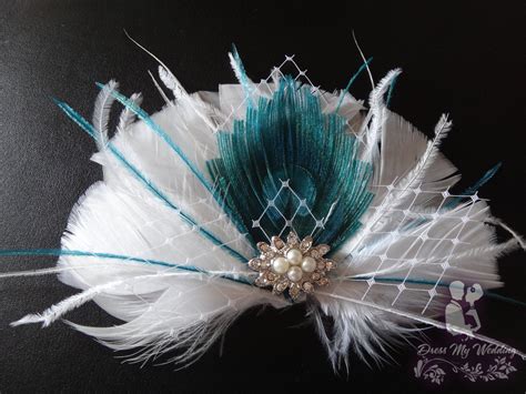 dress my wedding bridal peacock feather hair piece customize to