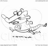 Running Race Rat Clipart Outlined Royalty Cartoon Toonaday Vector Illustration sketch template