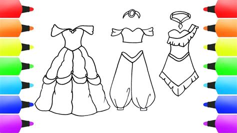 Disney Princess Dress Drawings Belle Jasmine