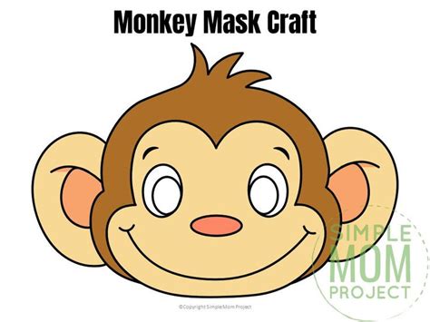 printable monkey mask template monkey mask mask  kids mask