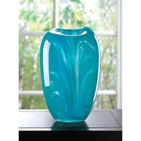 Turquoise Modern Glass Vase Modern Glass Vases Glass Vase Glass Art