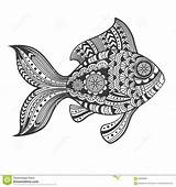 Zentangle Fish Pattern Doodle Ethnic Drawn Hand Vector Illustration Ornament Preview sketch template