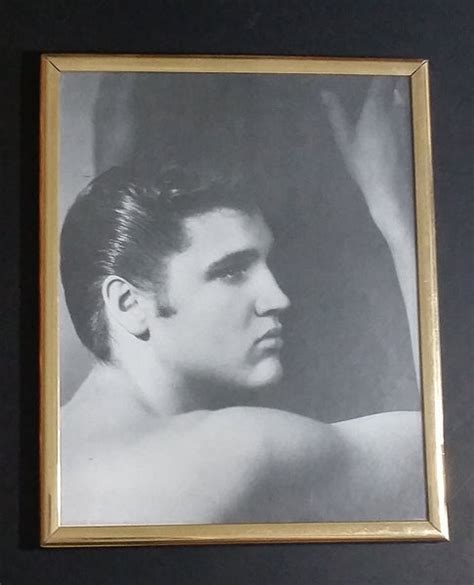 Vintage Elvis Presley Shirtless Side Profile Black And White Golden Tone