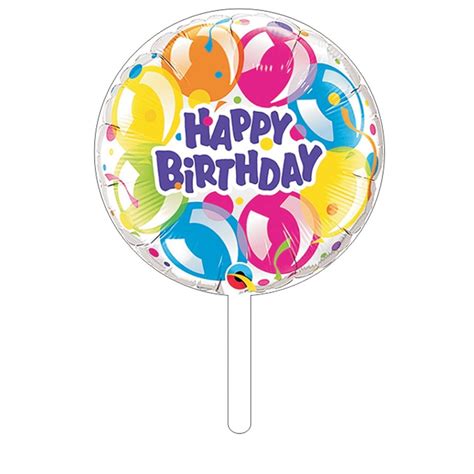 neutral  pc balloon printed happy birthday paper cake topper