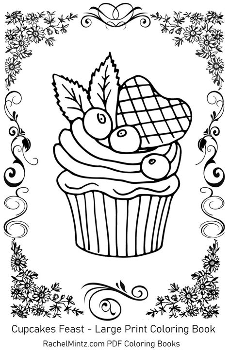 large print cupcakes coloring pages   coloring books cupcake