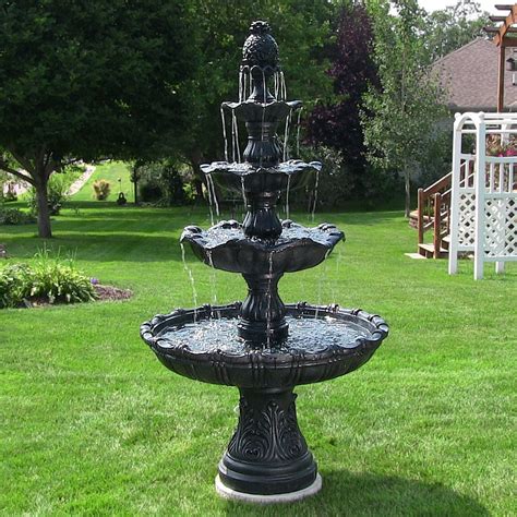 sunnydaze  tier grand courtyard outdoor water fountain black finish feature  walmartcom