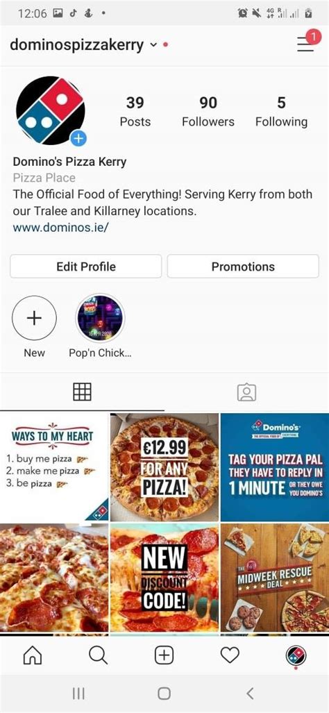follow   instagram dominos pizza ireland facebook