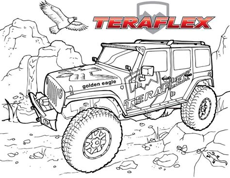 jeep teraflex  road coloring pages jeep drawing jeep art truck