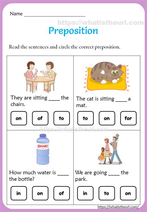 prepositions worksheets  preschool  kindergarten  learning