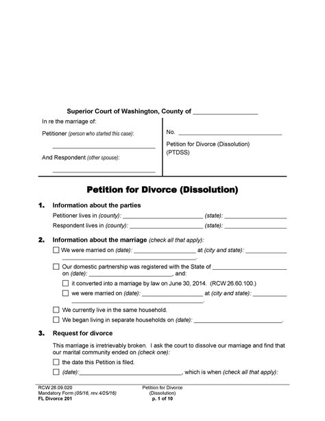divorce papers templates  samples examples