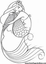 Coloring Mermaids Pages Adults Mermaid Outline sketch template