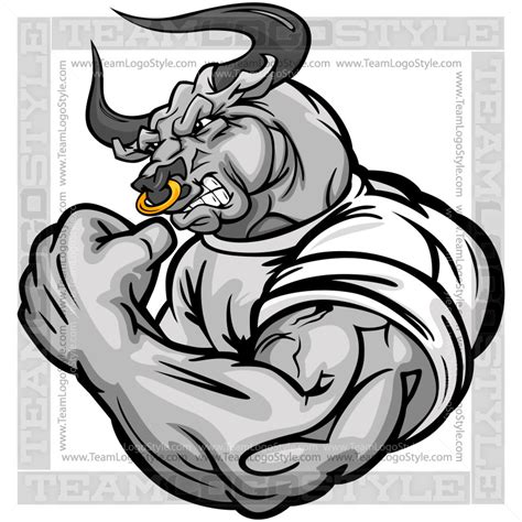 muscular bull cartoon vector cartoon muscular bull