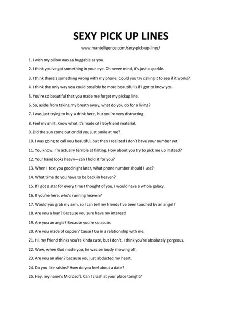 5 hot free most flirty pick up lines