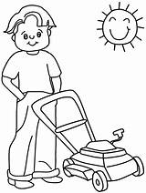 Lawn Mower Coloring Mowing Cartoon Clipart Pages sketch template