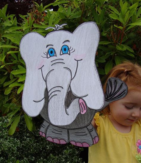 elephant puppet  paper craft hand drawn original