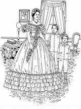 Coloring Pages Fashion Colouring Adult Victorian Books Sheets Adults Vintage Printable Book Woman Realistic Women Color Kids Dresses Stress Toy sketch template