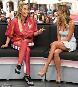 Renee Bargh Flaunts Her Legs While Interviewing Rita Ora For Extra Tv