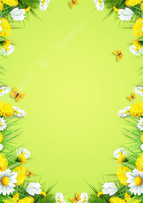 spring green gradient butterfly flower grass border page border