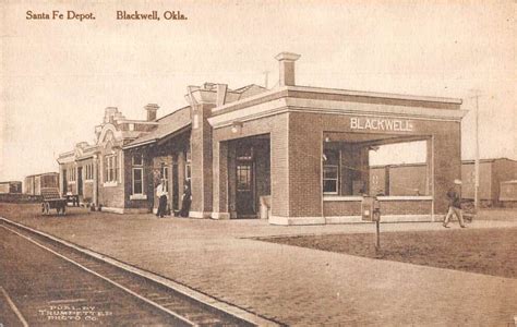 Blackwell Oklahoma Santa Fe Depot Train Station Vintage Postcard