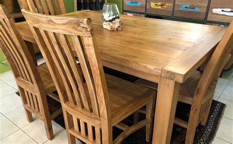 teak dining table reclaimed teak wood  foot long impact imports