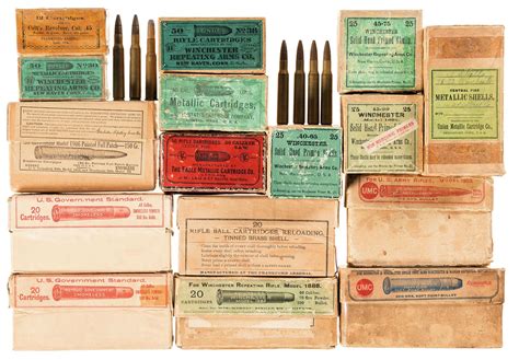assortment  antique ammunition boxes  ammunition
