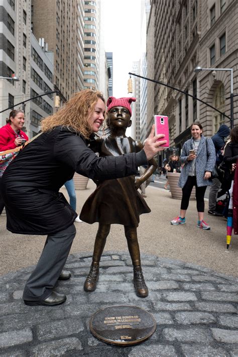 People Put A Pussy Hat On The Statue Of A Defiant Girl On Wall Street